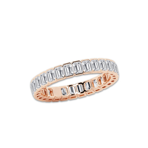 Danielle 2 ctw Emerald Lab Grown Diamond Half Bezel Eternity Band - 3.6mm Width 14K Rose Gold, DE, VS1