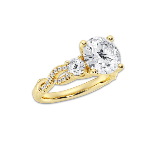 3.60 ctw Round Lab-Grown Diamond Side Stone Engagement Ring in 14K Yellow Gold for Women | Colorless D, VVS1 Clarity, IGI Certified 3.00 ct Center Diamond