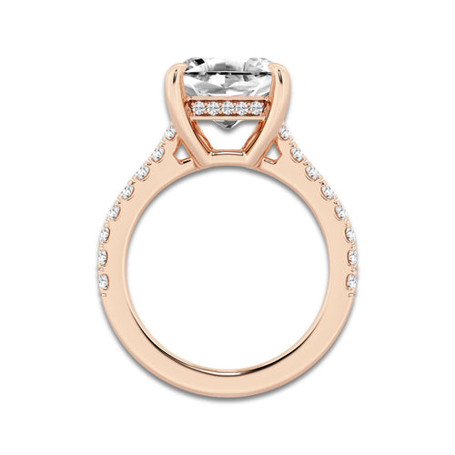 4.35 ctw Asscher Lab-Grown Diamond Hidden Halo Side Stone Engagement Ring in 18K Rose Gold for Women | Colorless E, VS1 Clarity, IGI Certified 4.00 ct Center Diamond