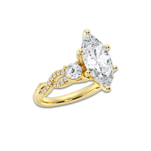 8.61 ctw Marquise Lab-Grown Diamond Side Stone Engagement Ring in 14K Yellow Gold for Women | Colorless D, VVS1 Clarity, IGI Certified 8.00 ct Center Diamond