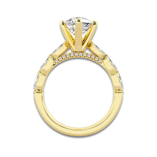 3.48 ctw Marquise Lab-Grown Diamond Marquise Side Stone Engagement Ring in 14K Yellow Gold for Women | Colorless E, VS1 Clarity, IGI Certified 3.00 ct Center Diamond
