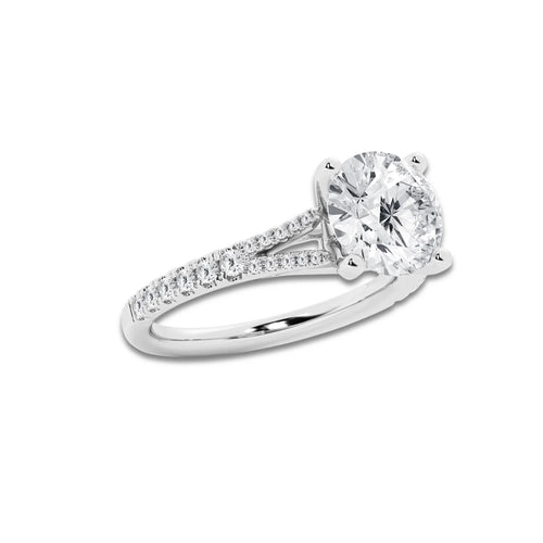 7.66 ctw Round Lab-Grown Diamond Split Shank Side Stone Engagement Ring in Platinum for Women | Colorless E, VS1 Clarity, IGI Certified 7.00 ct Center Diamond