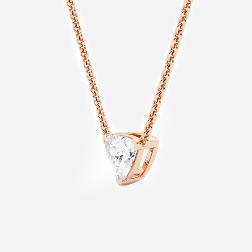 näas Ethereal 1 ctw Trillion Lab Grown Diamond Solitaire Pendant with Adjustable Chain 14K Rose Gold, E, VS1 | IGI Certified, 1 ct Center