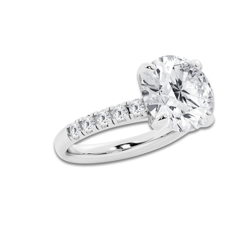 7.55 ctw Round Lab-Grown Diamond Pave Engagement Ring in 14K White Gold for Women | D Color, VVS1 Clarity, IGI Certified 7.00 ct Center Diamond