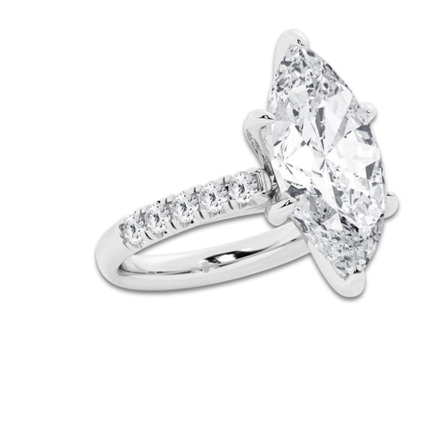8.55 ctw Marquise Lab-Grown Diamond Pave Engagement Ring in Platinum for Women | D Color, VVS1 Clarity, IGI Certified 8.00 ct Center Diamond