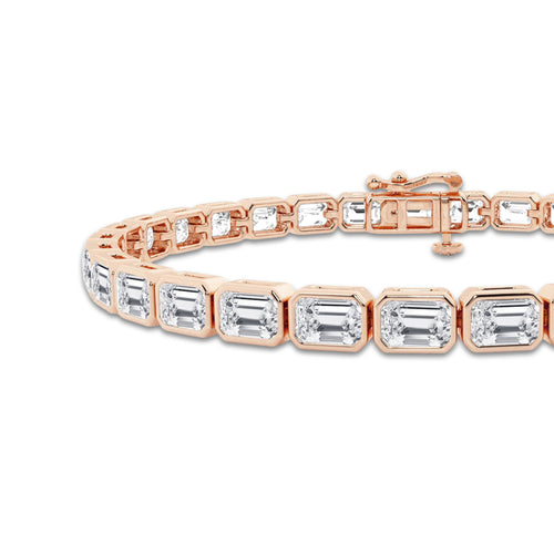10 ctw Emerald Lab Grown Diamond East-West Bracelet - 6 Inches 14K Rose Gold, DE, VS1