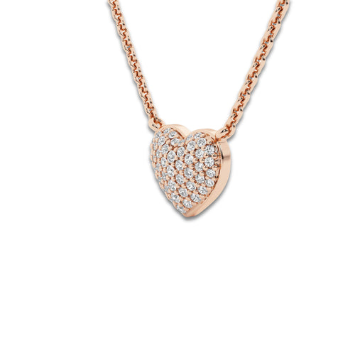 1/4 ctw Round Lab Grown Diamond Petite Pave Heart Pendant with Adjustable Chain 14K Rose Gold, DE, VS1