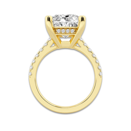 8.48 ctw Radiant Lab-Grown Diamond Hidden Halo Side Stone Engagement Ring in 18K Yellow Gold for Women | Colorless D, VVS1 Clarity, IGI Certified 8.00 ct Center Diamond