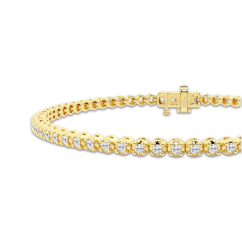 1 ctw Round Lab Grown Diamond Four-Prong Tennis Bracelet - 6.5 Inches 14K Yellow Gold, DE, VS1