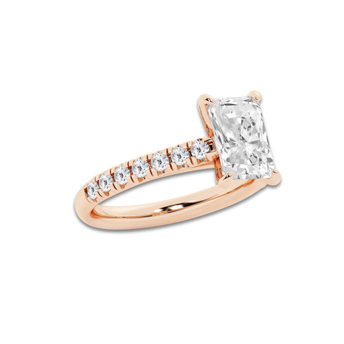 2.41 ctw Radiant Lab-Grown Diamond Pave Engagement Ring in 14K Rose Gold for Women | D Color, VVS1 Clarity, IGI Certified 2.00 ct Center Diamond