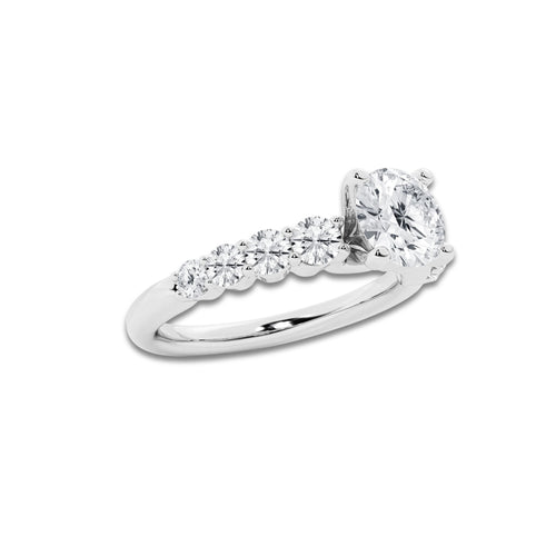 1.54 Ct Round Lab-Grown Diamond Half Eternity Engagement Ring in Platinum for Female, Colorless (D), VVS1 Clarity | IGI Certified, 1.00 Ct Center Diamond