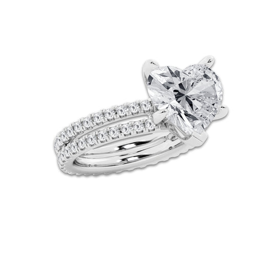 7.22 ctw Heart Lab-Grown Diamond Double Row Diamond Engagement Ring in Platinum for Women | Colorless D, VVS1 Clarity, IGI Certified 6.00 ct Center Diamond