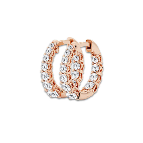 1 ctw Round Lab Grown Diamond Graduated Inside Out Huggie Hoop Earrings 14K Rose Gold, DE, VS1