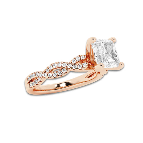 2.25 ctw Asscher Lab-Grown Diamond Twisted Shank Engagement Ring in 14K Rose Gold for Women | D Color, VVS1 Clarity, IGI Certified 2.00 ct Center Diamond