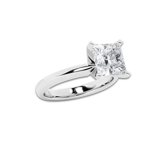 3.00 ctw Princess Lab-Grown Diamond Minimalist Engagement Ring in Platinum for Women | E Color, VS1 Clarity, IGI Certified