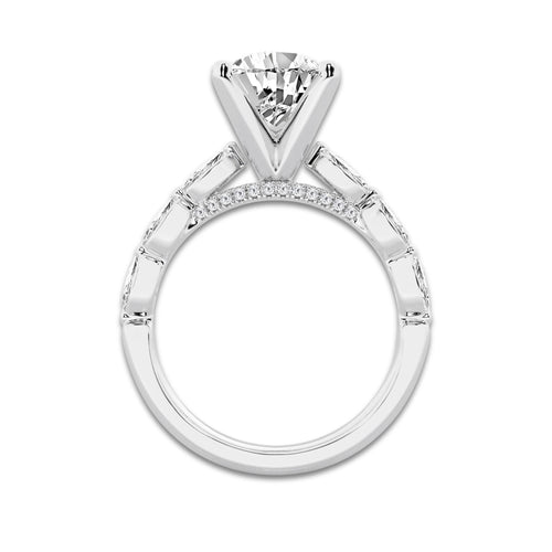 3.48 ctw Pear Lab-Grown Diamond Marquise Side Stone Engagement Ring in 14K White Gold for Women | Colorless E, VS1 Clarity, IGI Certified 3.00 ct Center Diamond