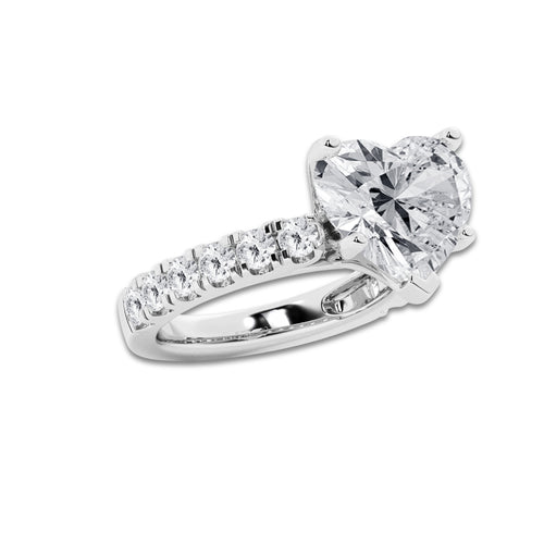 9.00 ctw Heart Lab-Grown Diamond Split-Prong Set Side Stone Engagement Ring in 14K White Gold for Women | Colorless E, VS1 Clarity, IGI Certified 8.00 ct Center Diamond