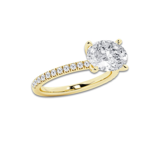 Blaine 3 2/5 ctw Oval Lab Grown Diamond Side Stone Engagement Ring 14K Yellow Gold, D, VVS | IGI Certified, 3 ct Center