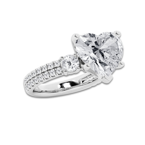 8.96 ctw Heart Lab-Grown Diamond Three Stone Double Row Engagement Ring in Platinum for Women | D Color, VVS1 Clarity, IGI Certified 8.00 ct Center Diamond