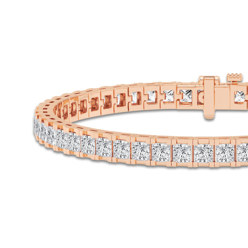 10 ctw Princess Lab Grown Diamond Tennis Bracelet - 7 Inches 14K Rose Gold, DE, VS1