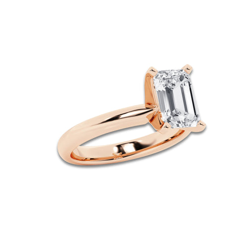 2.50 ctw Emerald Lab-Grown Diamond Minimalist Engagement Ring in 14K Rose Gold for Women | E Color, VS1 Clarity, IGI Certified