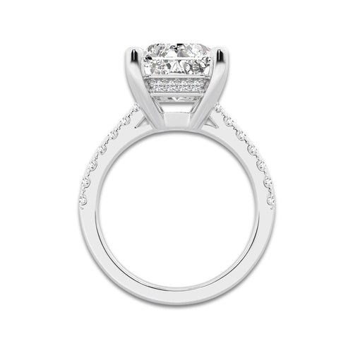 6.47 ctw Radiant Lab-Grown Diamond Hidden Halo Side Stone Engagement Ring in 18K White Gold for Women | Colorless E, VS1 Clarity, IGI Certified 6.00 ct Center Diamond