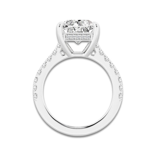 4.35 ctw Radiant Lab-Grown Diamond Hidden Halo Side Stone Engagement Ring in Platinum for Women | Colorless D, VVS1 Clarity, IGI Certified 4.00 ct Center Diamond