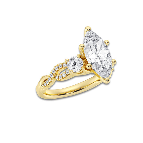 7.61 ctw Marquise Lab-Grown Diamond Side Stone Engagement Ring in 14K Yellow Gold for Women | Colorless E, VS1 Clarity, IGI Certified 7.00 ct Center Diamond
