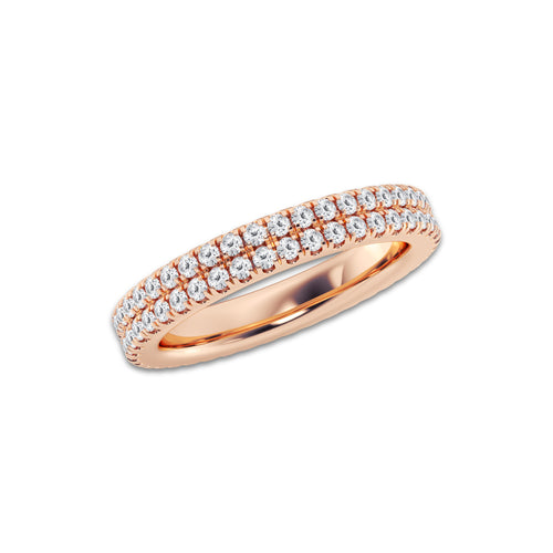 Kenzie 1 ctw Round Lab Grown Diamond Petite Two Row Micro Pave Eternity Band - 3.1mm Width 14K Rose Gold, DE, VS1