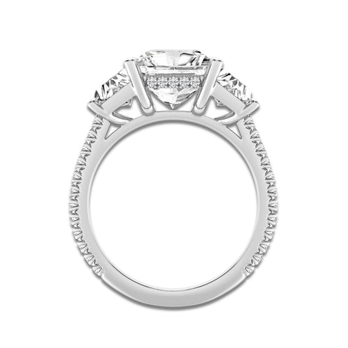 5 1/5 ctw Princess Lab Grown Diamond Three-Stone Engagement Ring Platinum, D, VVS | 3 ct Center