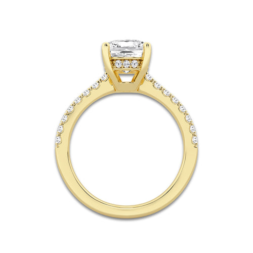 2.78 ctw Elongated Cushion Lab-Grown Diamond Hidden Halo Side Stone Engagement Ring in 18K Yellow Gold for Women | Colorless D, VVS1 Clarity, IGI Certified 2.50 ct Center Diamond