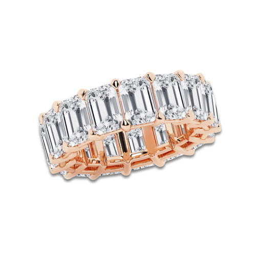Joy 15 ctw Emerald Lab Grown Diamond Cut Luxe Eternity Band - 6.8mm Width 14K Rose Gold, E, VS1