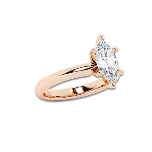 1.50 ctw Marquise Lab-Grown Diamond Minimalist Engagement Ring in 14K Rose Gold for Women | E Color, VS1 Clarity, IGI Certified