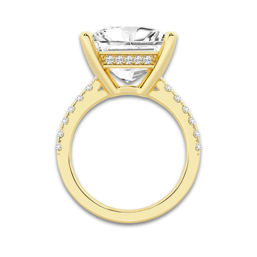 8.42 ctw Princess Lab-Grown Diamond Hidden Halo Side Stone Engagement Ring in 18K Yellow Gold for Women | Colorless D, VVS1 Clarity, IGI Certified 8.00 ct Center Diamond