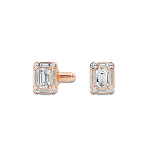 5 1/2 ctw Emerald Lab Grown Diamond Framed Cufflinks 14K Rose Gold, E, VS1