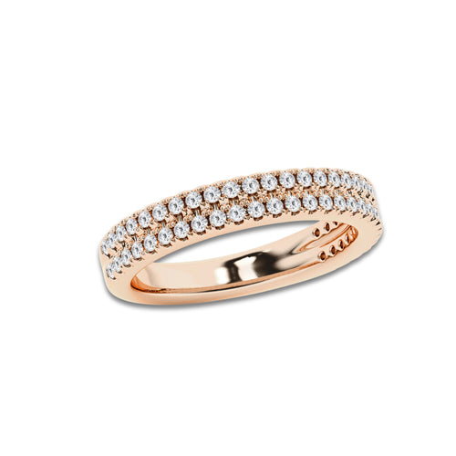1/2 ctw Round Lab Grown Diamond Double Row Stackable Ring 14K Rose Gold, DE, VS1