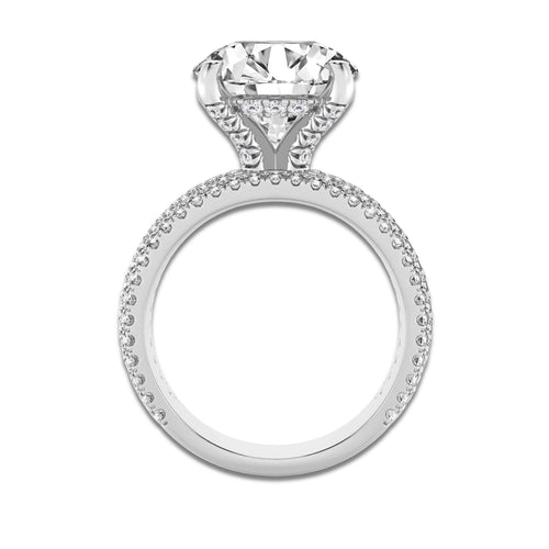 3 7/8 ctw Round Lab Grown Diamond Hidden Halo Engagement Ring Platinum, D, VVS | 3 ct Center