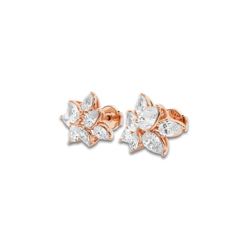 2 1/2 ctw Pear & Marquise Lab Grown Diamond Cluster Stud Earring 18K Rose Gold, DE, VS1