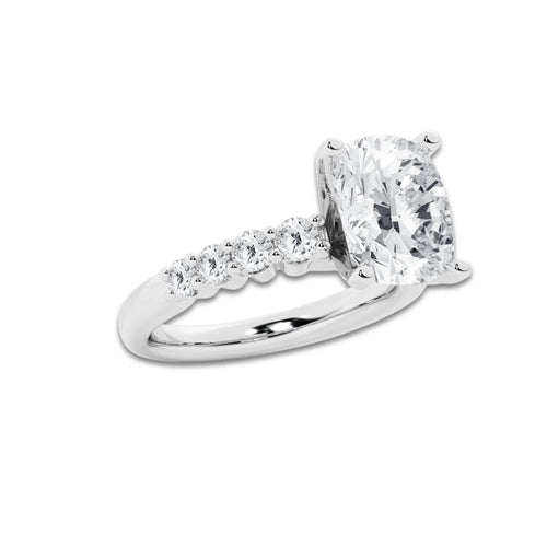 4.66 ctw Elongated Cushion Lab-Grown Diamond Side Stone Engagement Ring in 14K White Gold for Women | Colorless D, VVS1 Clarity, IGI Certified 4.00 Ct Center Diamond