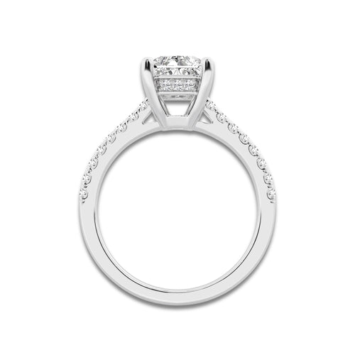 2.25 ctw Radiant Lab-Grown Diamond Hidden Halo Side Stone Engagement Ring in 18K White Gold for Women | Colorless D, VVS1 Clarity, IGI Certified 2.00 ct Center Diamond