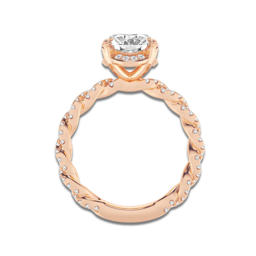 Hidden 3 2/5 ctw Oval Lab Grown Diamond Hidden Halo Engagement Ring 14K Rose Gold, D, VVS | IGI Certified, 3 ct Center