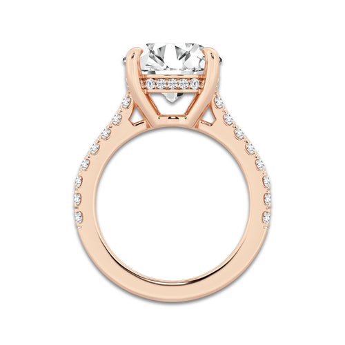 4.35 ctw Round Lab-Grown Diamond Hidden Halo Side Stone Engagement Ring in 18K Rose Gold for Women | Colorless D, VVS1 Clarity, IGI Certified 4.00 ct Center Diamond