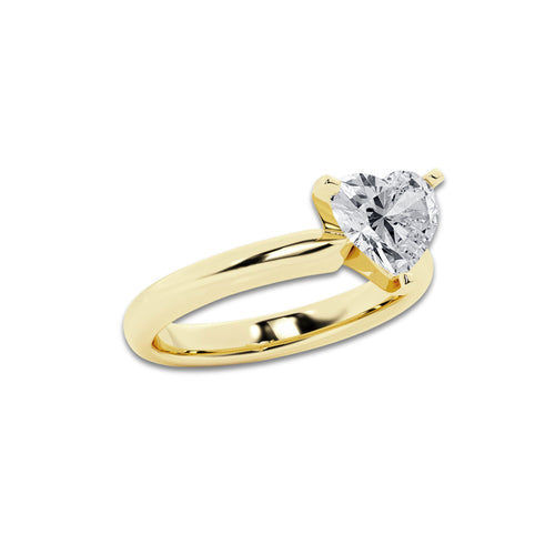 1.50 ctw Heart Lab-Grown Diamond Minimalist Engagement Ring in 14K Yellow Gold for Women | D Color, VVS1 Clarity, IGI Certified