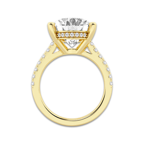 8.45 ctw Oval Lab-Grown Diamond Hidden Halo Side Stone Engagement Ring in 18K Yellow Gold for Women | Colorless E, VS1 Clarity, IGI Certified 8.00 ct Center Diamond