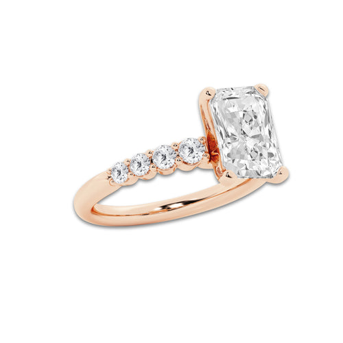 3.54 ctw Radiant Lab-Grown Diamond Side Stone Engagement Ring in 14K Rose Gold for Women | Colorless E, VS1 Clarity, IGI Certified 3.00 Ct Center Diamond