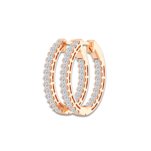 2 ctw Princess Lab Grown Diamond Hoop Earrings 14K Rose Gold, DE, VS1