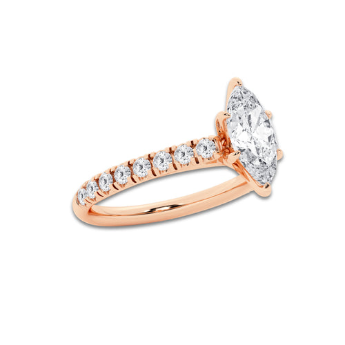 1.39 ctw Marquise Lab-Grown Diamond Pave Engagement Ring in 14K Rose Gold for Women | E Color, VS1 Clarity, IGI Certified 1.00 ct Center Diamond