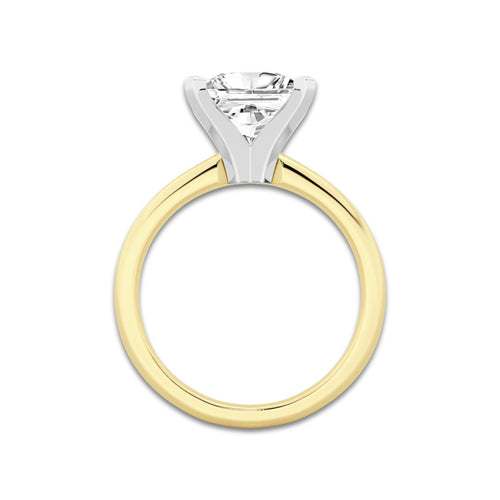 2.50 ctw Princess Lab-Grown Diamond Minimalist Engagement Ring in 14K White Gold And Yellow Gold for Women | D Color, VVS1 Clarity, IGI Certified