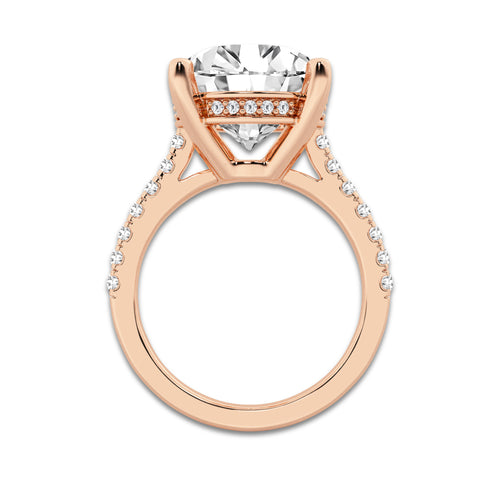 7.40 ctw Round Lab-Grown Diamond Hidden Halo Side Stone Engagement Ring in 18K Rose Gold for Women | Colorless D, VVS1 Clarity, IGI Certified 7.00 ct Center Diamond