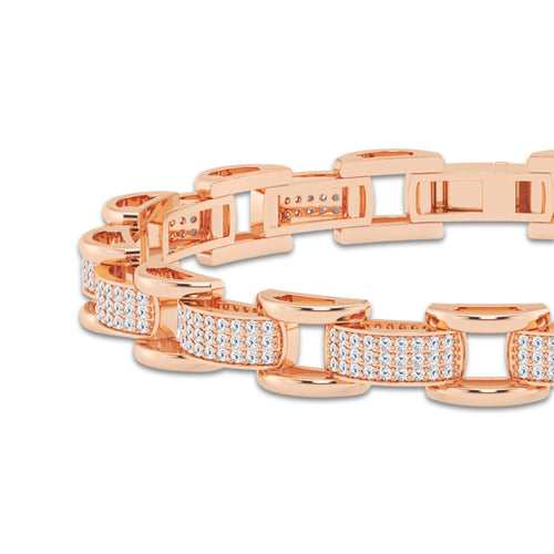 2 ctw Round Lab Grown Diamond Station Pave Bracelet - 8.0 Inches 14K Rose Gold, DE, VS1